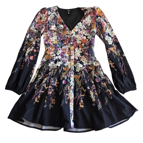 Aqua Multicolor Floral Long Sleeve Dress - Picture 1 of 4